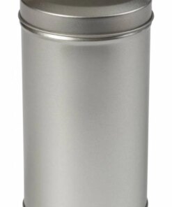 Thee/Kruidenblik zilver rond 65x118mm