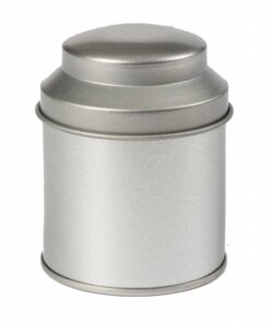 Thee/Kruidenblik zilver rond 53 x 70mm