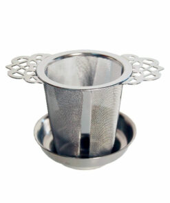 Theefilter RVS - Theezeef losse thee voor kop of hele pot met houder en lekbakje